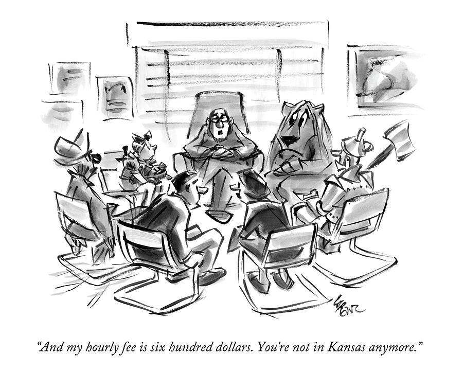 Characters From The Wizard Of Oz Have A Group Drawing by Lee Lorenz