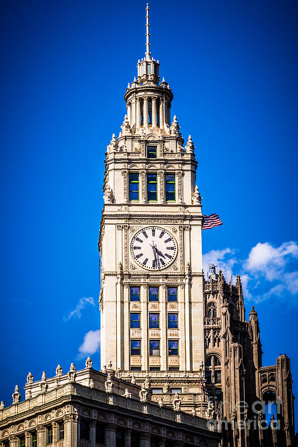 Chicago Wrigley Building Clock Photograph by Paul Velgos
