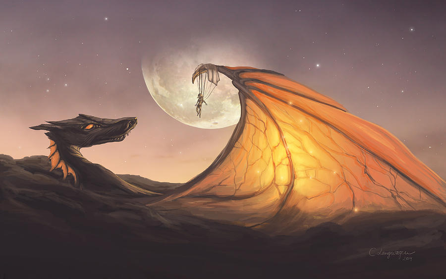 Cloud Dragon Digital Art by FireFlux Studios - Metal Posters