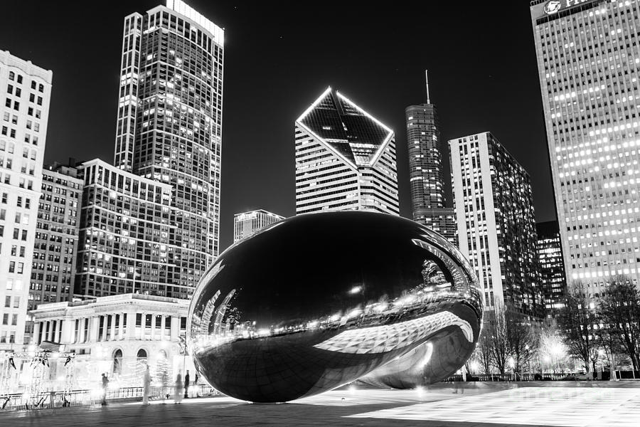 Cloud Gate Chicago Bean Black and White Picture Photograph by Paul Velgos