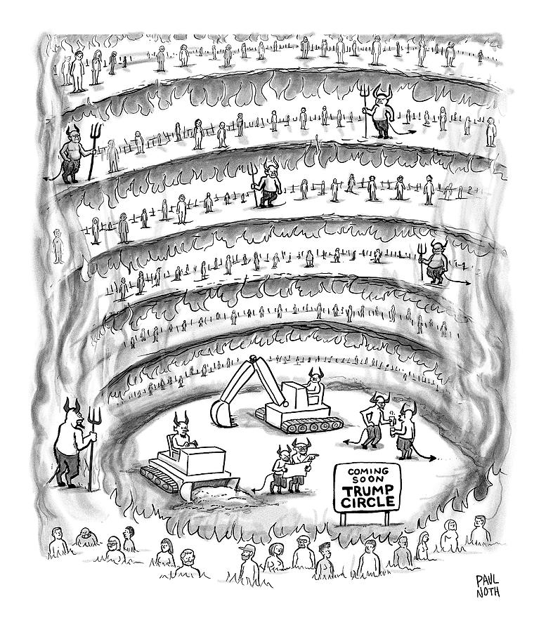 Construction in Hell Cartoon Drawing - Construction Work In Hell by Paul Noth