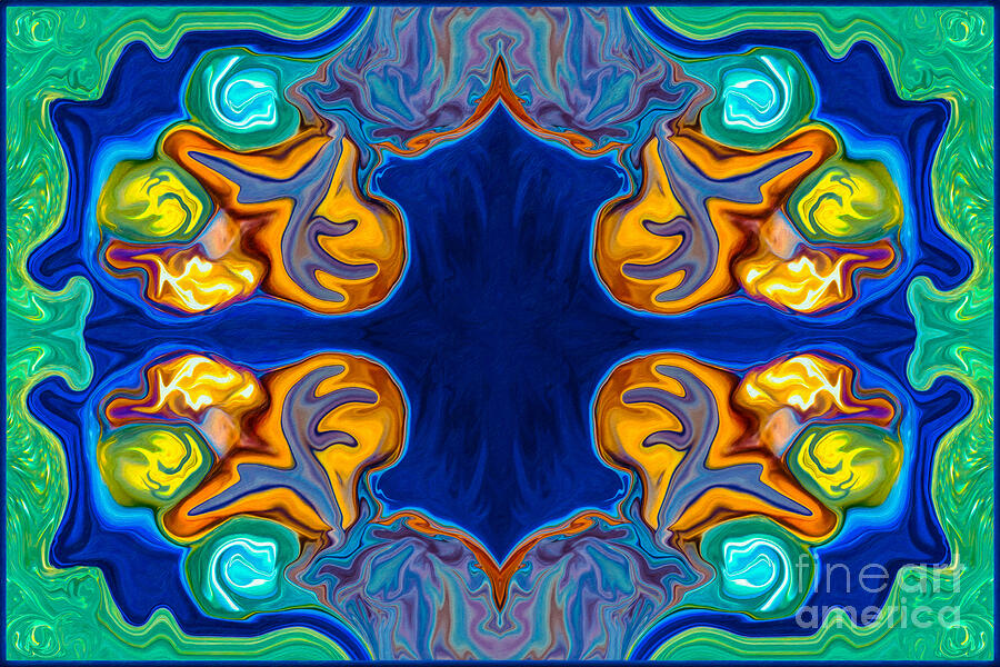 Vibrant Blue Orange Symmetrical Abstract Art Digital Art by Omaste Witkowski