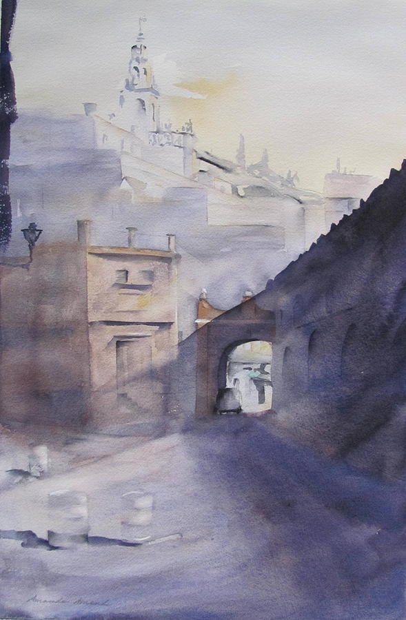 Historic Scene in Seville Painting - El Portal Sevilla by Amanda Amend