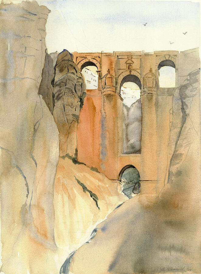 El Puente Nuevo in Ronda Painting - El Puente Nuevo, Ronda, Spain by Amanda Amend
