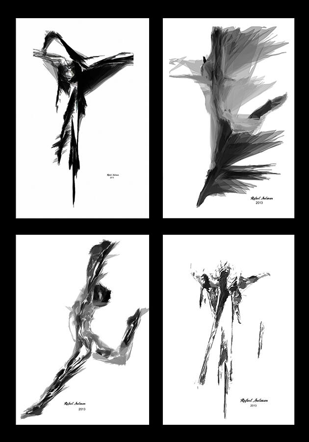 Emotions in Black - Abstract Quad Digital Art by Rafael Salazar