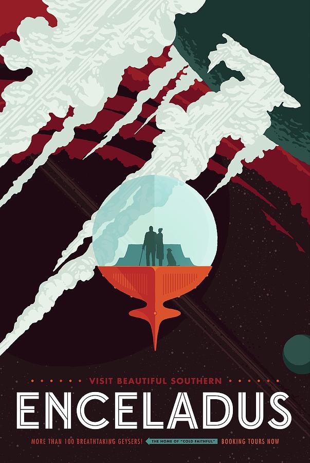 Enceladus Space Tourism Poster by Nasa / Jpl-Caltech / Science Photo ...