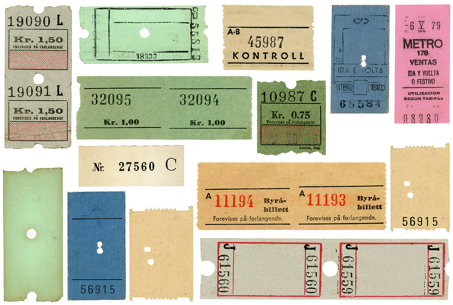 European Transportation Tickets Subway Train Blank Photograph by Mmello