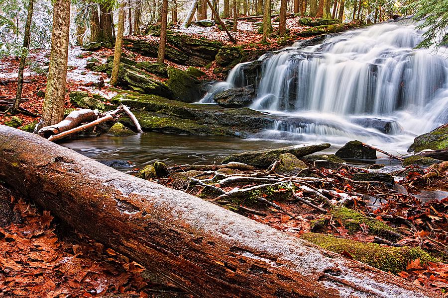 First Snow Tucker Brook Falls Photograph by Jeff Sinon