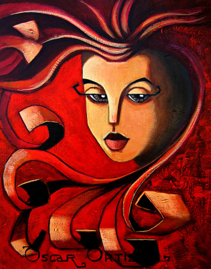 Flaming Serenity Painting by Oscar Ortiz