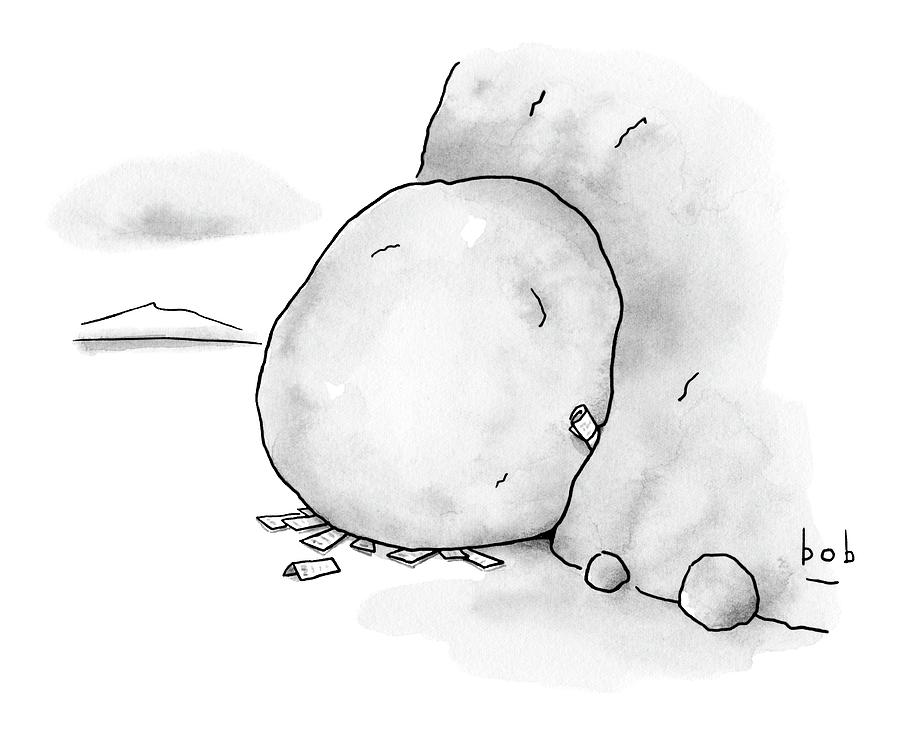 Flyers Are Left Scattered By The Boulder Blocking Drawing by Bob Eckstein