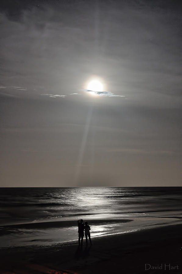Full Moon over Daytona Beach Photograph by David Hart