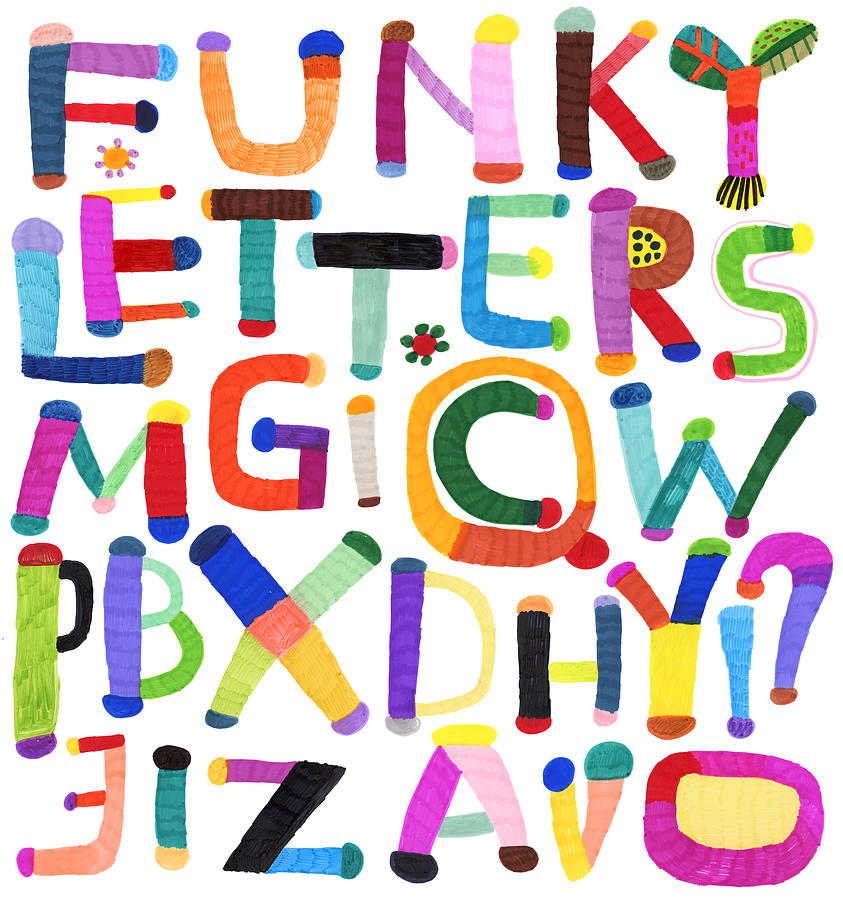 Funky letters alphabet Drawing by Beastfromeast