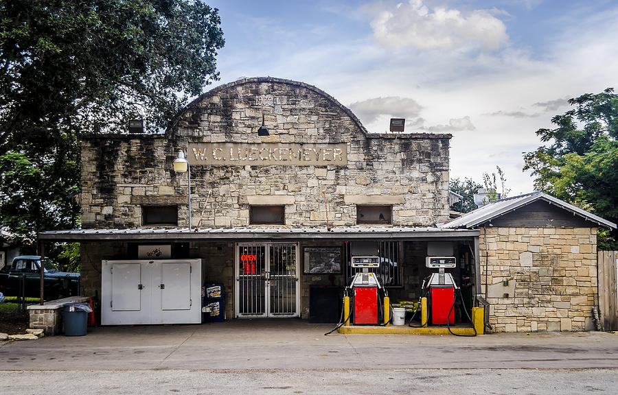 Historic Stone Gas Station Photograph - General Store in Independence Texas by David Morefield