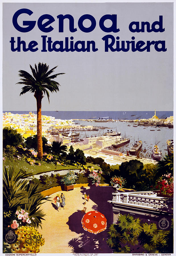 Vintage Genoa Travel Poster Digital Art - Genoa Italy by Georgia Clare