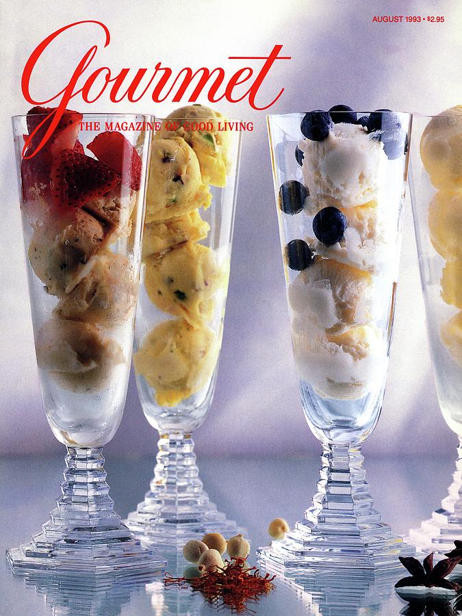 Elegant Ice Cream Presentation Photograph - Gourmet Magazine Cover Featuring Ice Cream by Romulo Yanes