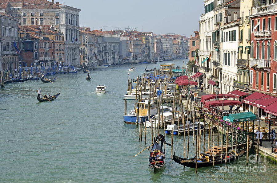 Venice Grand Canal with Gondolas Photograph - Grand canal viewed from Rialto bridge by Sami Sarkis Photography