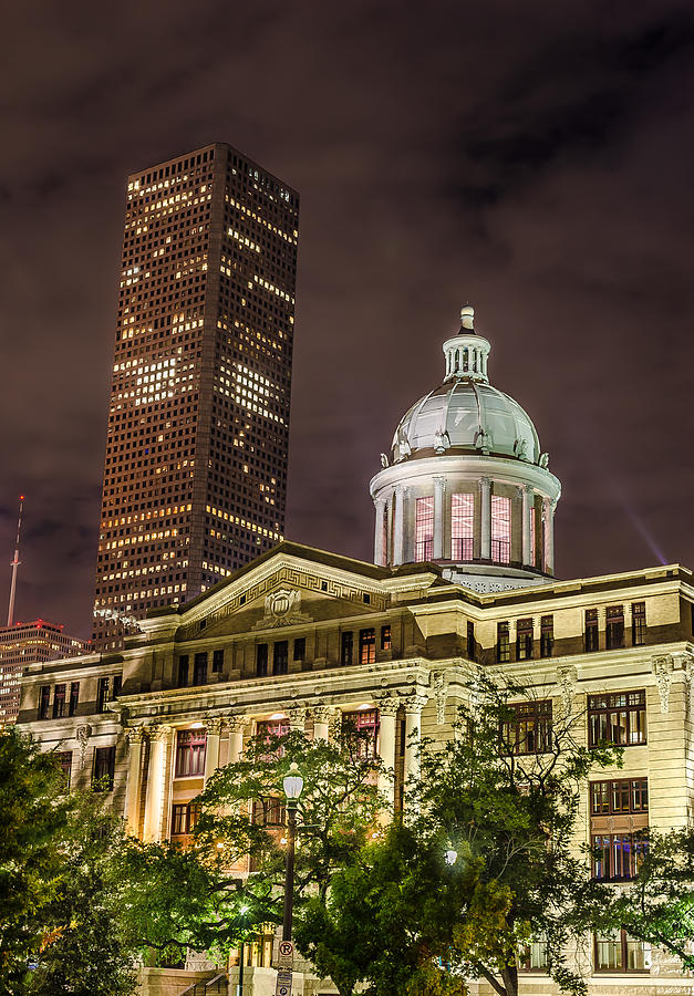 Historic Courthouse at Night Photograph - Harris County Courthouse by David Morefield