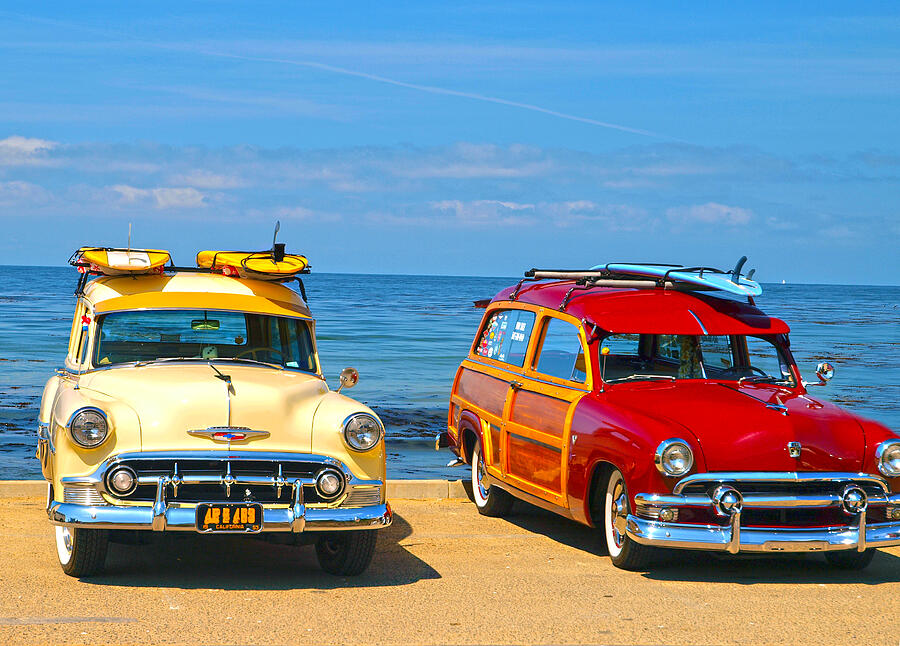 Classic Cars by the Seaside Photograph - Cousins at Royal Palms by Joe Schofield