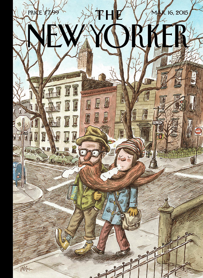 Winter Stroll in New York City Painting - Hipster Stole by Ricardo Liniers
