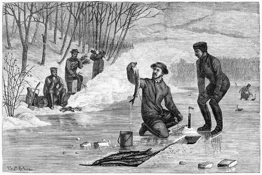 Ice Fishing, 1874 by Granger