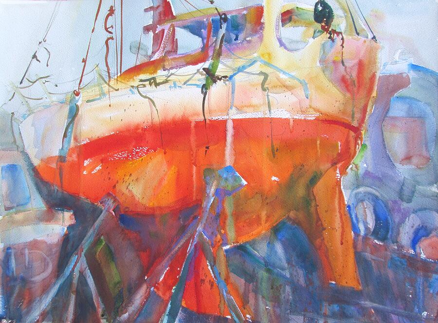 Ilwaco Red-Orange Painting by Jackson Ordean