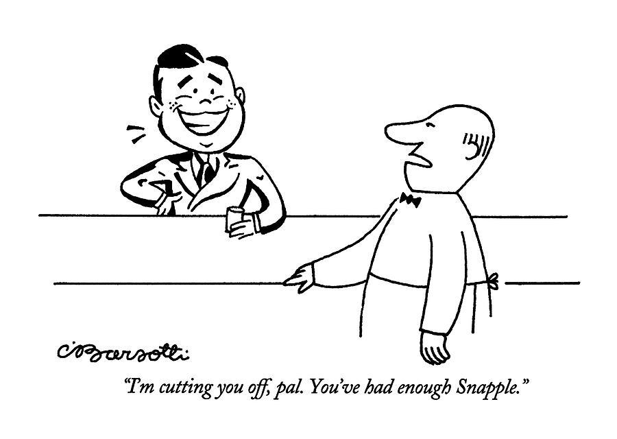 Cartoon Waiter Cutting Off Customer Drawing - Im Cutting by Charles Barsotti