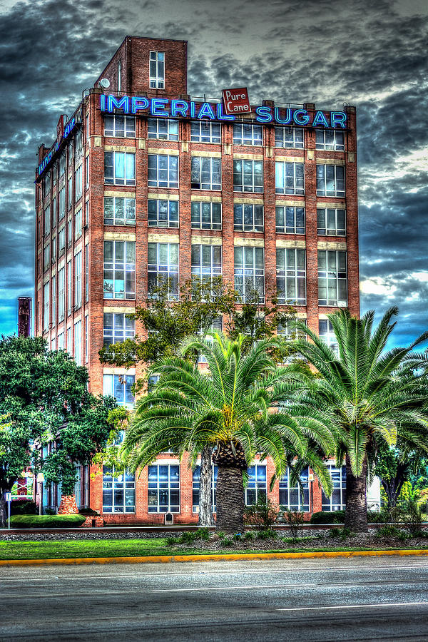 Imperial Sugar Building with Palm Trees Photograph - Imperial Sugar Factory Daytime HDR by David Morefield