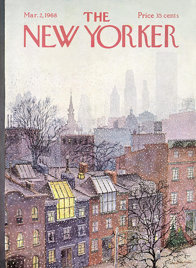 Winter Scene in New York City Painting - New Yorker March 2, 1968 by Albert Hubbell