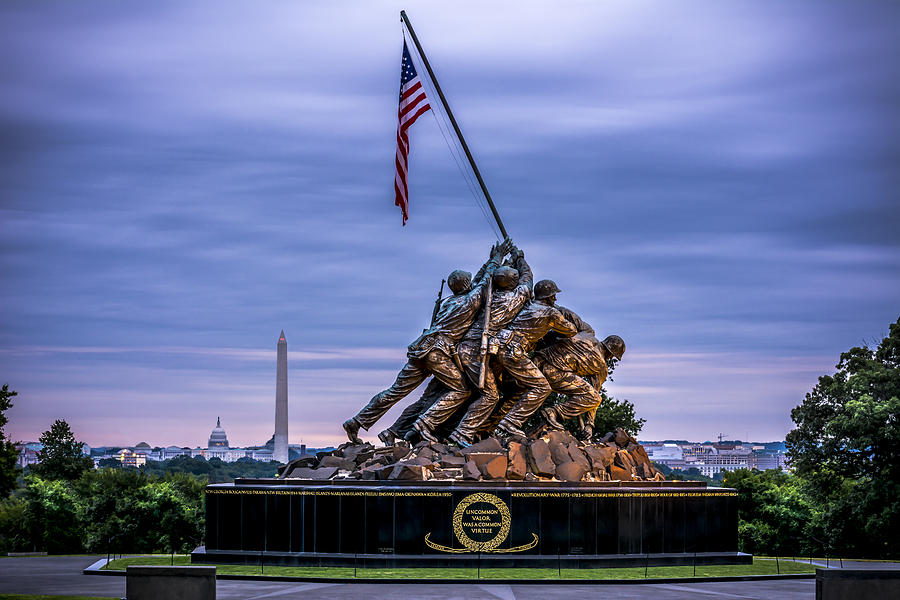 Iwo Jima Memorial at Dusk Photograph - Iwo Jima Monument by David Morefield