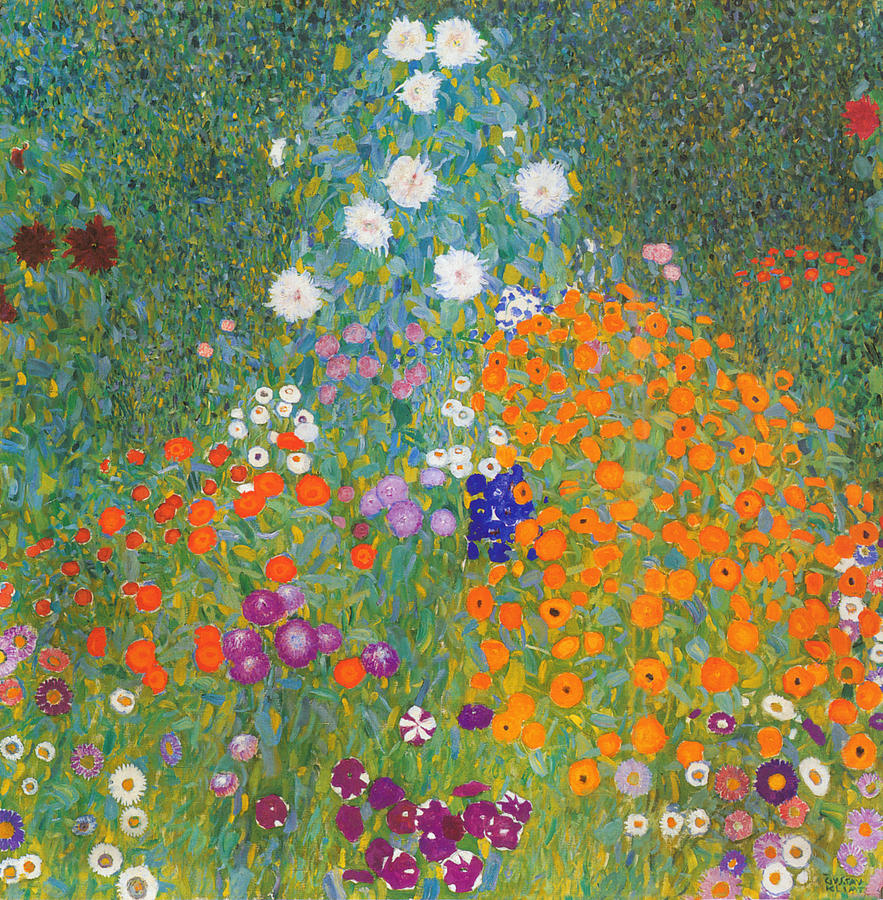 Colorful Flower Garden Digital Art - Klimt Landscape by Georgia Clare