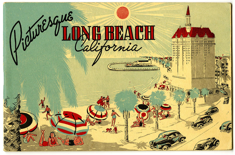 Vintage Long Beach Travel Poster Digital Art - Long Beach 1946 by Georgia Clare