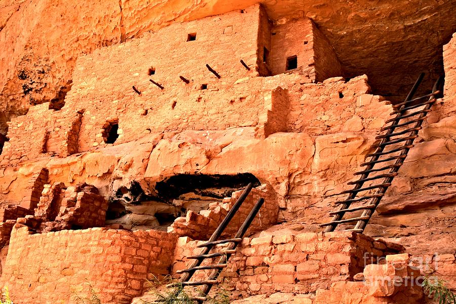 Ancient Cliff Dwellings Photograph - Long House Ladders by Adam Jewell