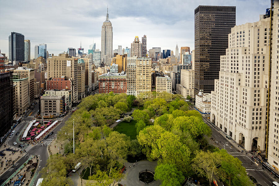 New York City Skyline and Park View Photograph - Madison Square Park Birds Eye View by Susan Candelario