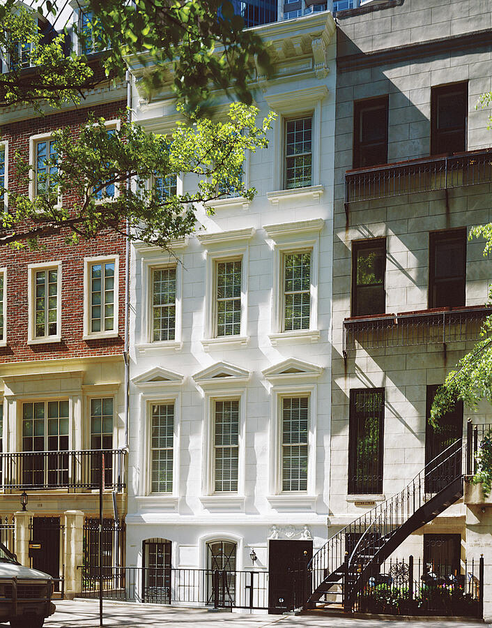 Classic Brownstone Facade in Sunlight Photograph - Manhattan Street View by Durston Saylor
