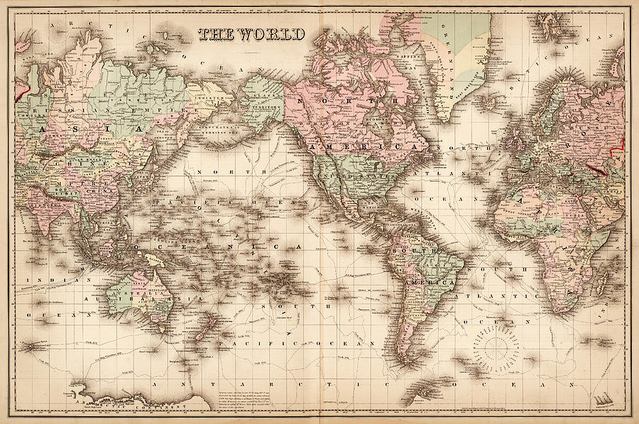 Map Of The World 1855 by Thepalmer Map Of The World 1855 by Thepalmer