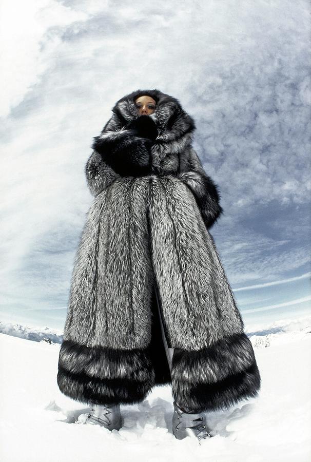 Marisa Berenson Wearing A Fur Coat by Arnaud de Rosnay