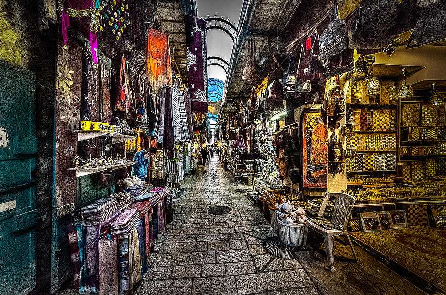 Vibrant Market Bazaar Photograph - Market in the Old City of Jerusalem by David Morefield