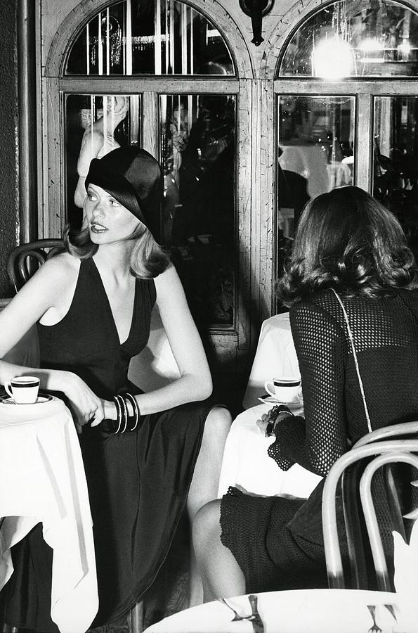 Fashionable Dining in Capri Photograph - Model Wearing A Dress And Hat In Isle Of Capri by Kourken Pakchanian