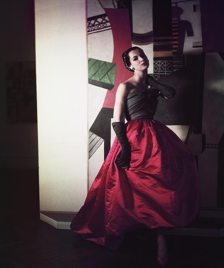 Model Wearing Satin Ball Gown by Horst P. Horst