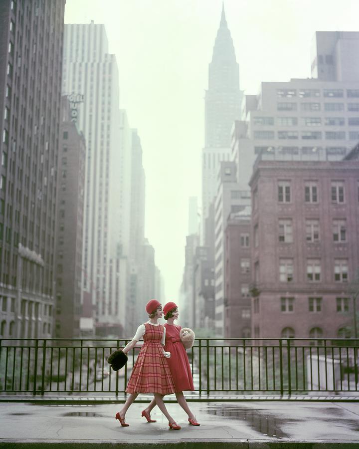 Vintage Fashion in Urban Landscape Photograph - Models In New York City by Sante Forlano