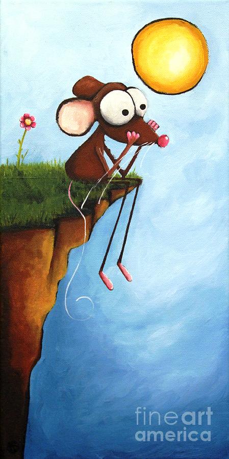 Whimsical Mouse on a Cliff Painting - My Sunny day by Lucia Stewart
