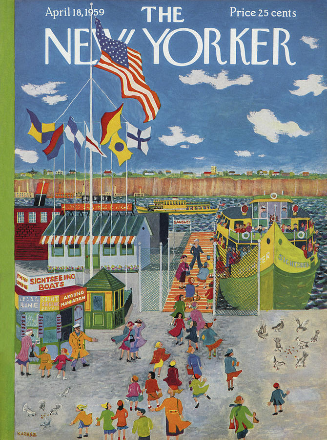 横長ヴィンテージミラー NEW YORKER Legendk New Yorker April 18th, 1959 by Ilonka Karasz