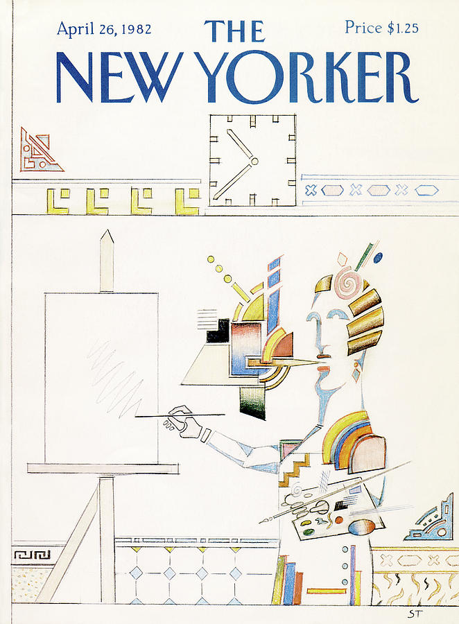 Creative Digital Fusion Concept Painting - New Yorker April 26th, 1982 by Saul Steinberg