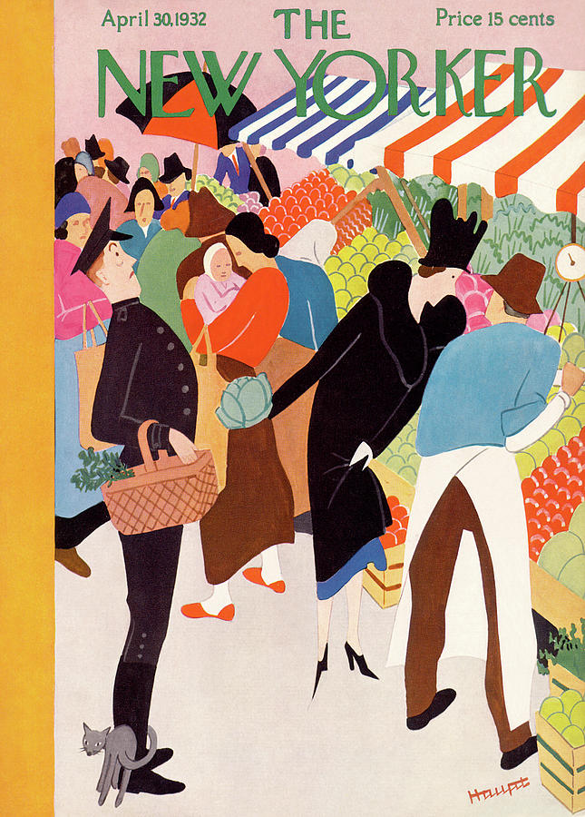 Colorful Market Day in 1932 Painting - New Yorker April 30th, 1932 by Theodore G Haupt