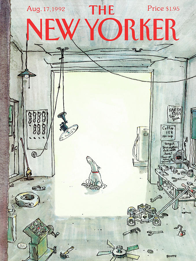 Dog in a Messy Workshop Painting - New Yorker August 17, 1992 by George Booth