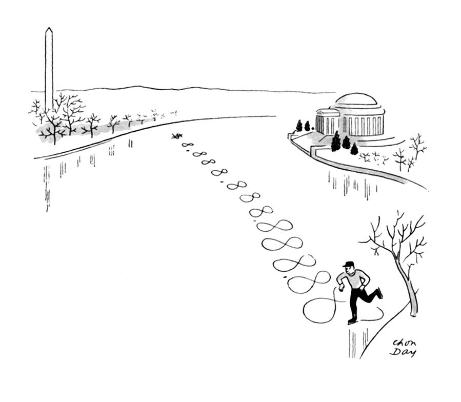 Skater's Loop by Frozen Monument Drawing - New Yorker December 30th, 1944 by Chon Day