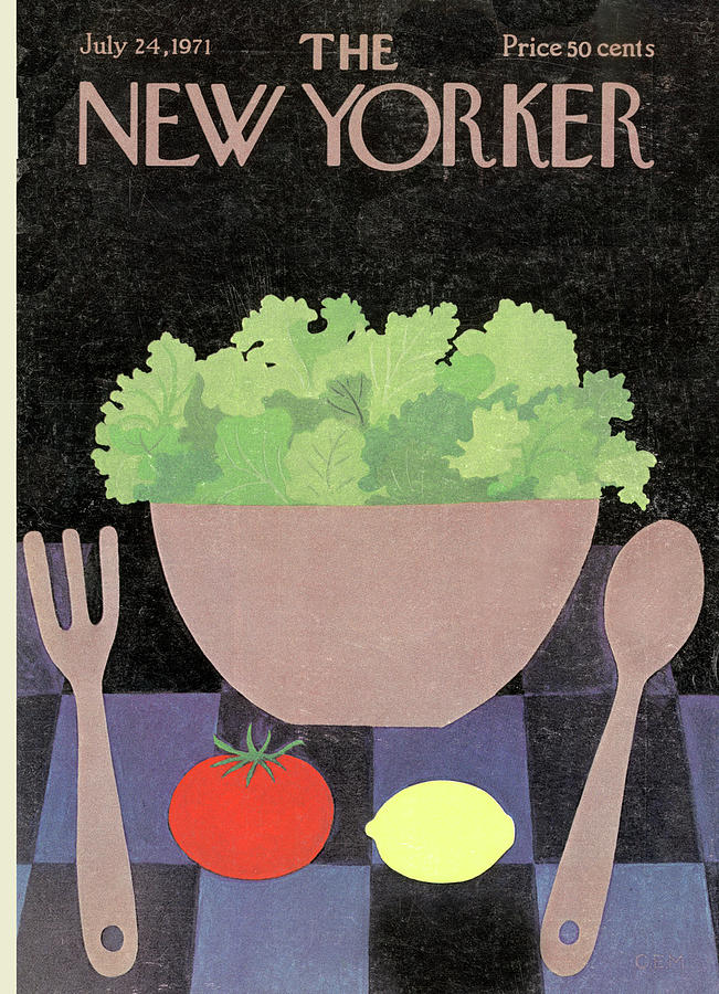 New Yorker Cover with Salad Bowl Painting - New Yorker July 24th, 1971 by Charles E Martin