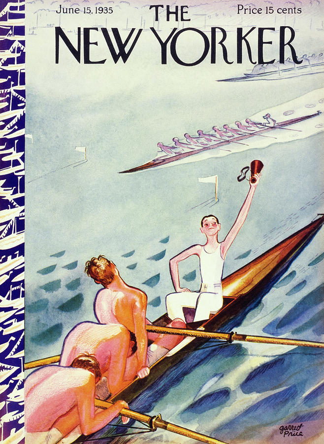 Rowing Crew Celebrates Victory Painting - New Yorker June 15 1935 by Garrett Price