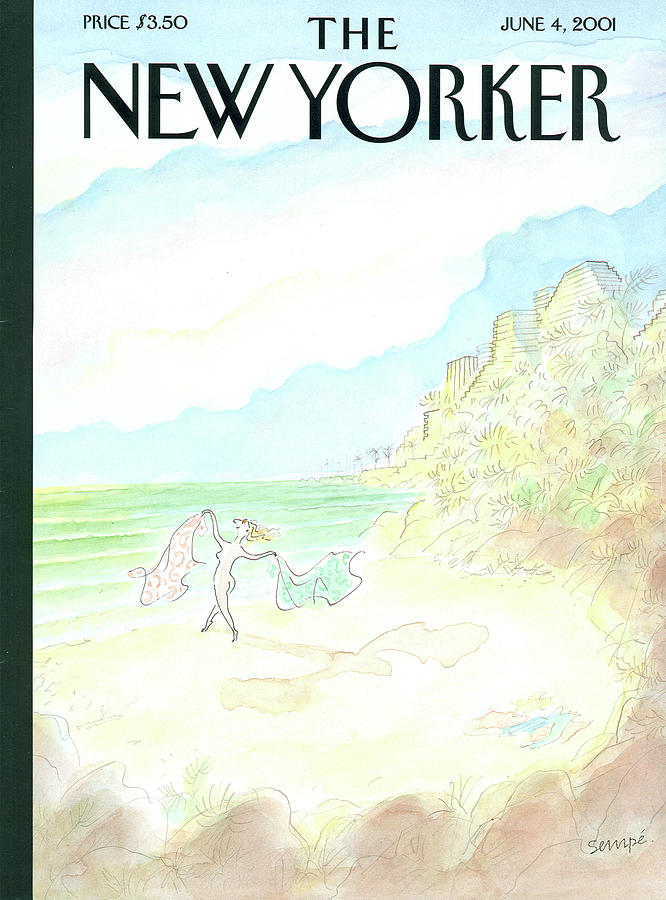 Woman Enjoying a Sunny Beach Day Painting - Newfound Freedom by Jean-Jacques Sempe