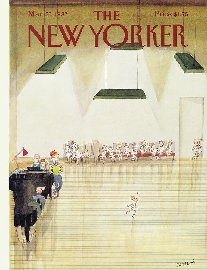 Ballet Class with Young Dancers Painting - New Yorker March 23rd, 1987 by Jean-Jacques Sempe